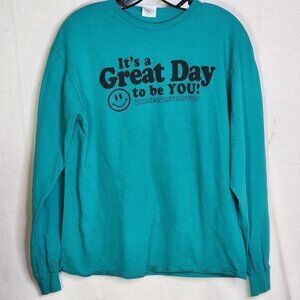 Delta Pro Weight Teal Green It's a Great Day Kindness Revolution LS Cotton Tee L